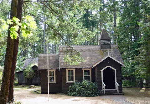 A little brown church (Church of the Good Shepherd) on South Pender Island 