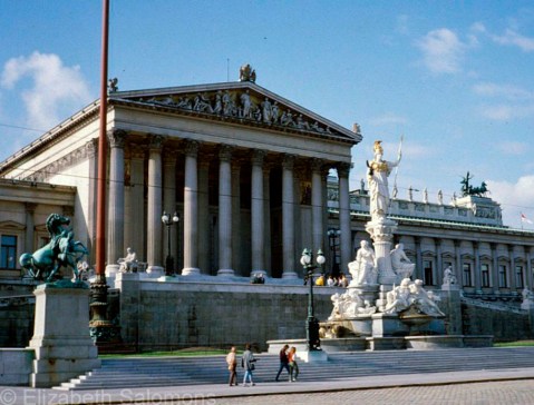 The Austrian Parliament Building is one of the largest buildings on the Ringstrasse.