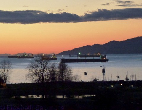 English Bay Freighters Sunset